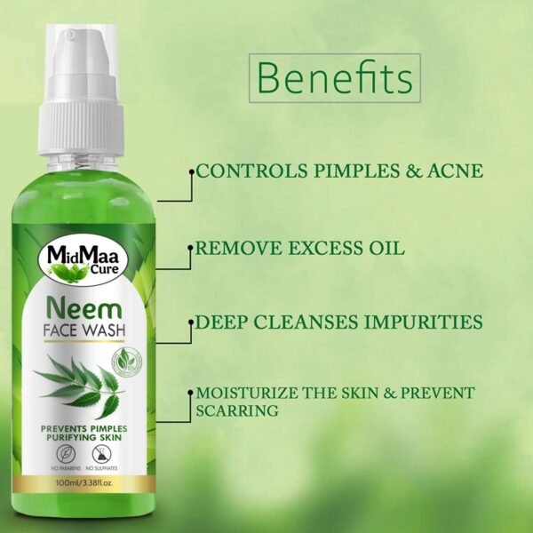 MidMaa Cure Pure Neem Face Wash + 100% Original Aloe Vera Gel Combo - Image 2