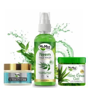 MidMaa Cure Neem Face wash + Aloe Vera Gel + D-Tan Cream Combo Kit